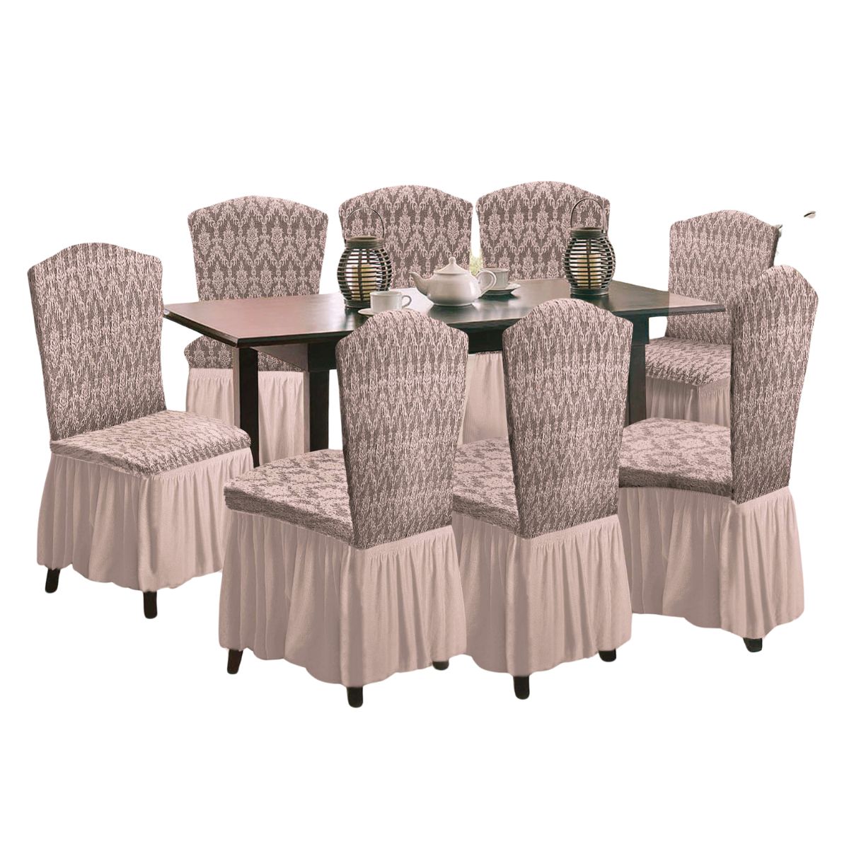 SALA FABULOSA - Funda de silla 8 piezas Sala fabulosa - Gris - Alto relieve diamante