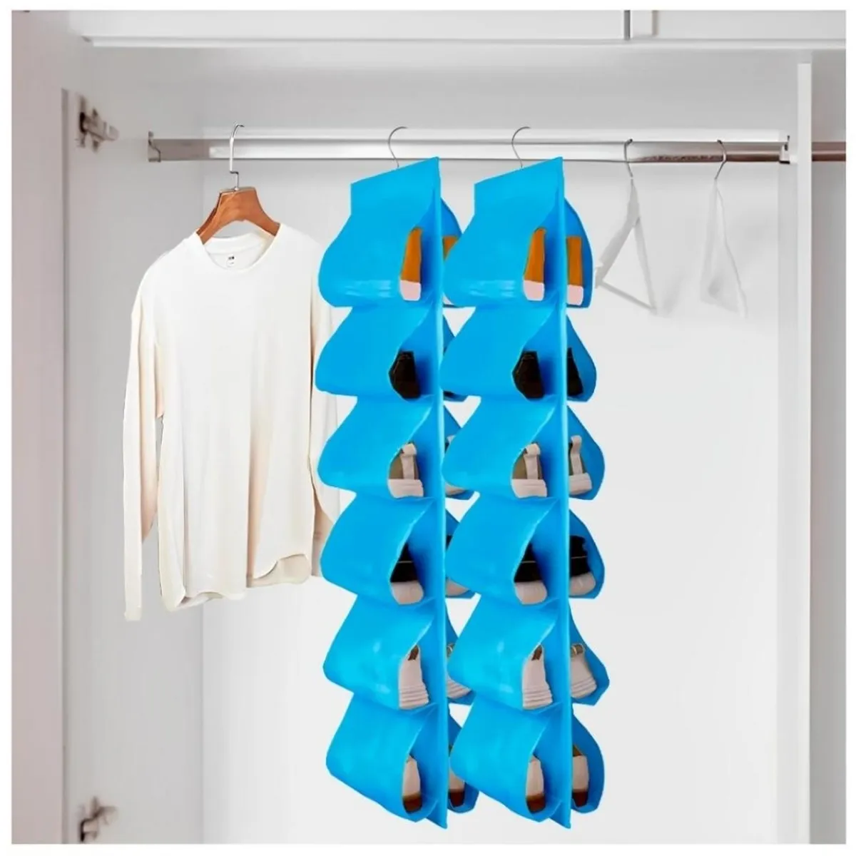 MINARI - Colgador de Zapatos para Closet Organizador de Armario Celeste 019C