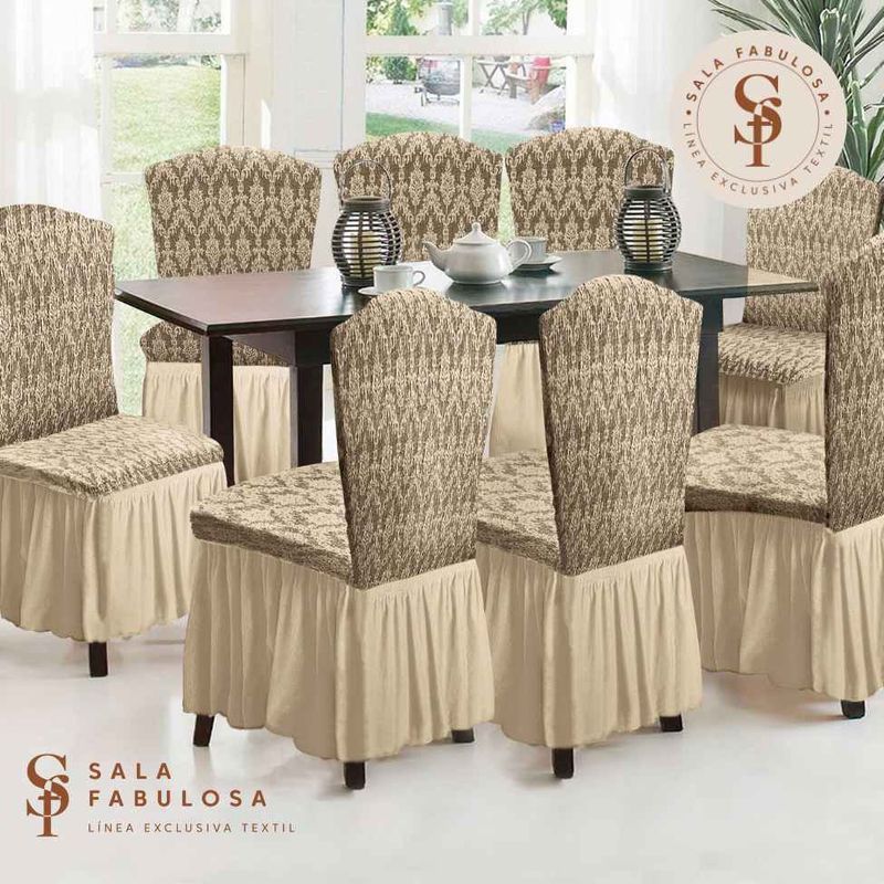 SALA FABULOSA - Funda de silla 8 piezas Sala fabulosa- Maíz - Alto relieve diseño diamante