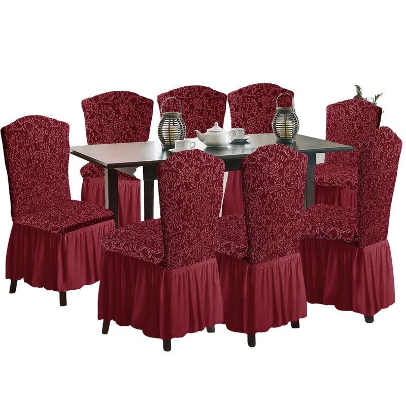 SALA FABULOSA - Funda de silla 8 piezas Sala fabulosa-Guinda-Alto relieve diamante