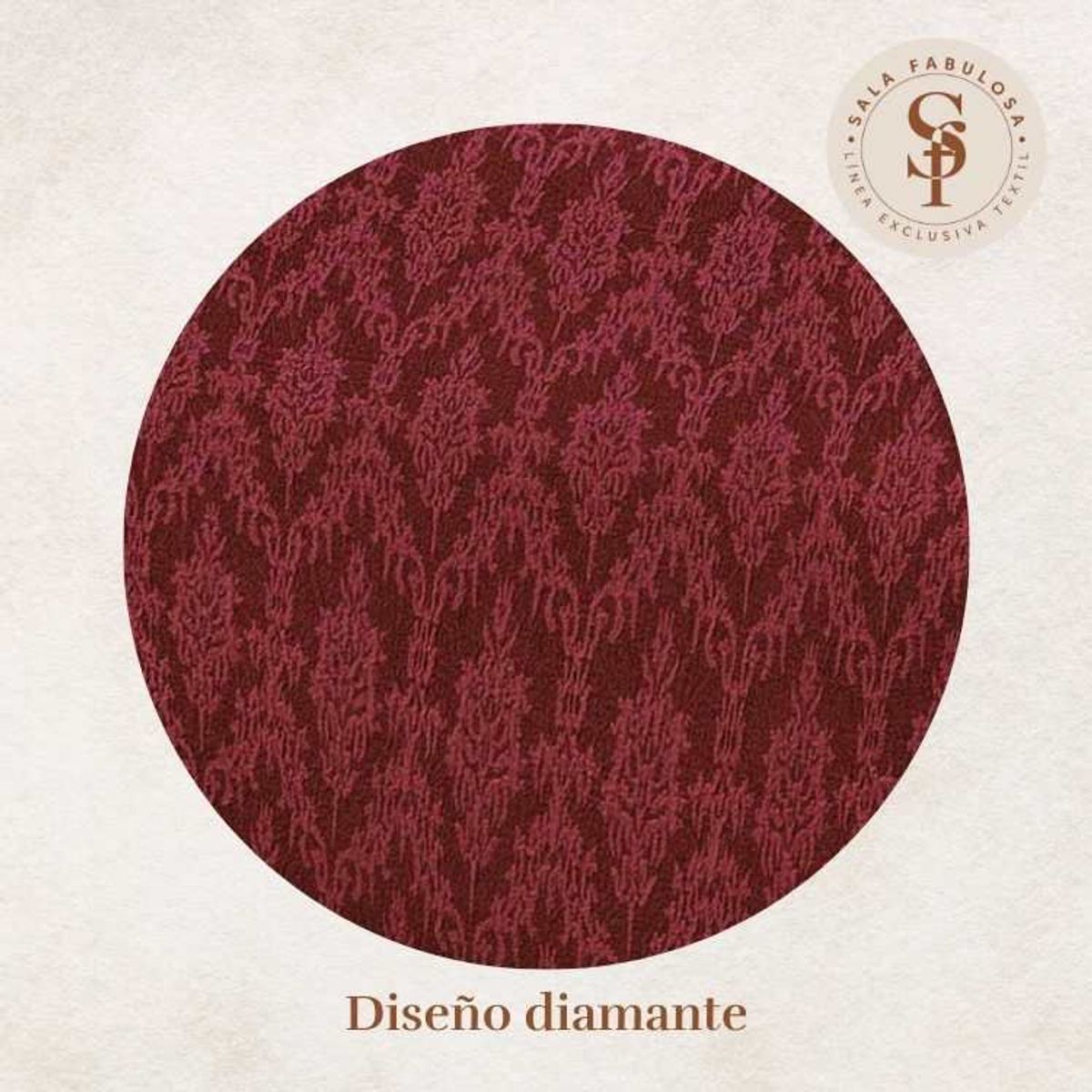 SALA FABULOSA - Funda de mueble 3-2-1 asientos Sala fabulosa-Guinda-Relieve diamante