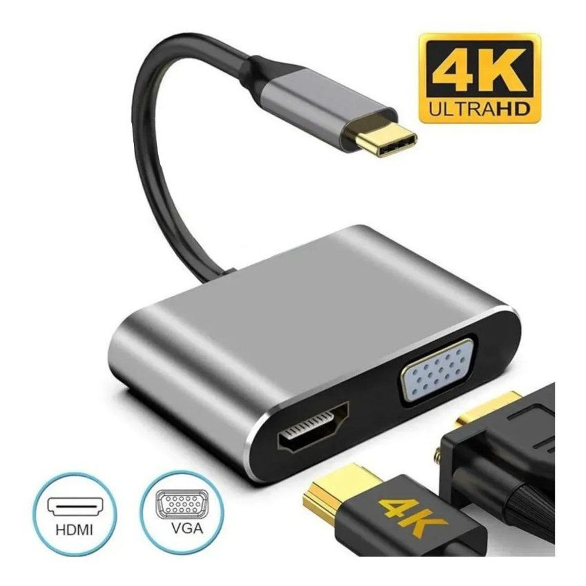 GENERICO - Adaptador Convertidor usb tipo c a hdmi vga tv samsung s10 s20 s21 s22