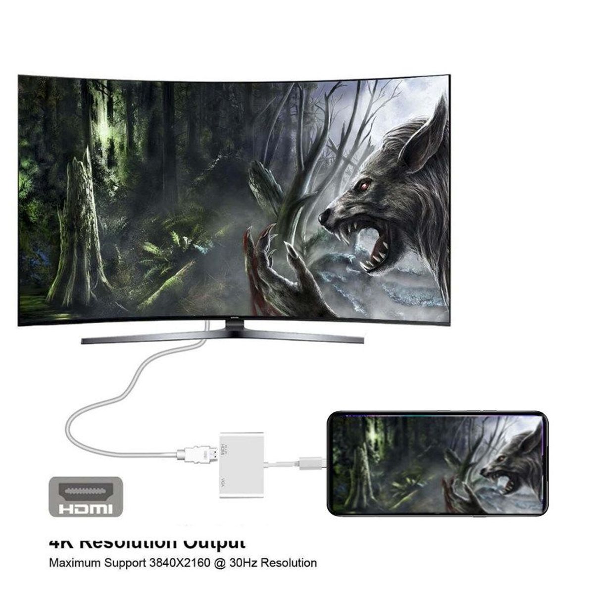 GENERICO - Adaptador Convertidor usb tipo c a hdmi vga tv samsung s10 s20 s21 s22