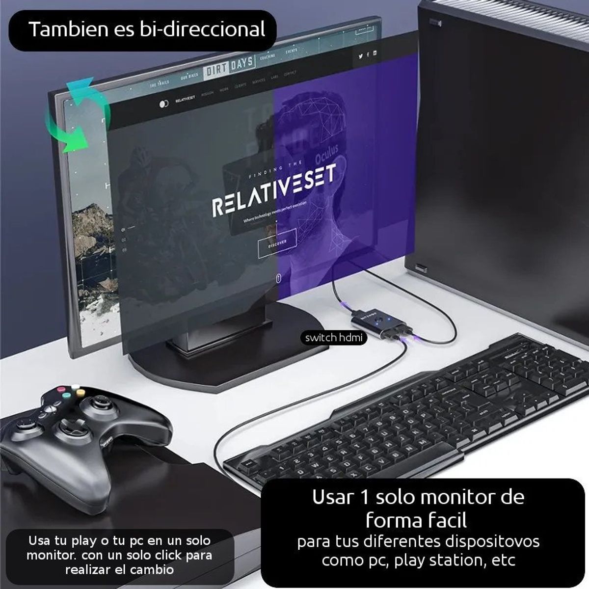 GENERICO - Switcher selector hdmi bi-direccional 2x1 o 1x2 / 4k 1080