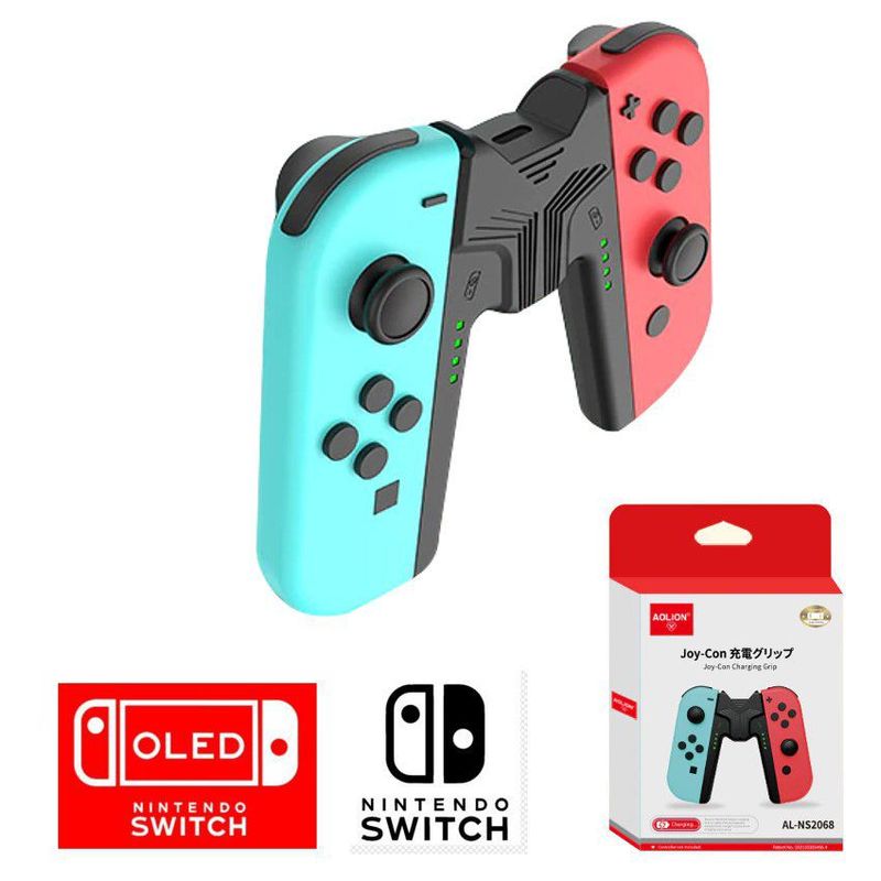 GENERICO - 2 en 1: Mando Soporte Cargador Estacion Agarre Nintendo Switch / Oled Aolim®