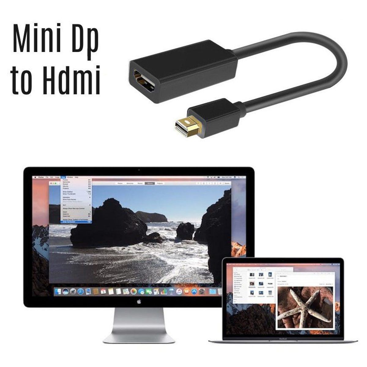 GENERICO - Cable adaptador dp mini display port a hdmi mac laptop thunderbolt