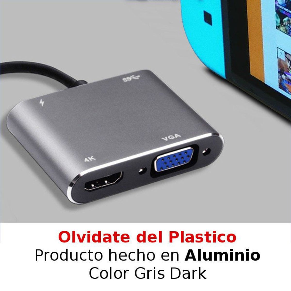 GENERICO - Adaptador usb c hdmi vga nintendo switch switch oled tv o monitorusb