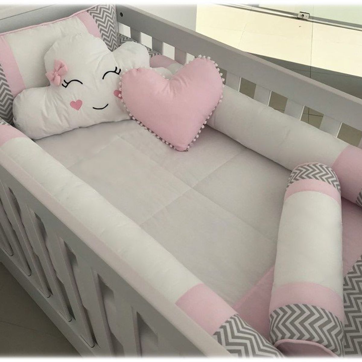 GENERICO - Set De Cuna  -  Diseño tubular - Rosado