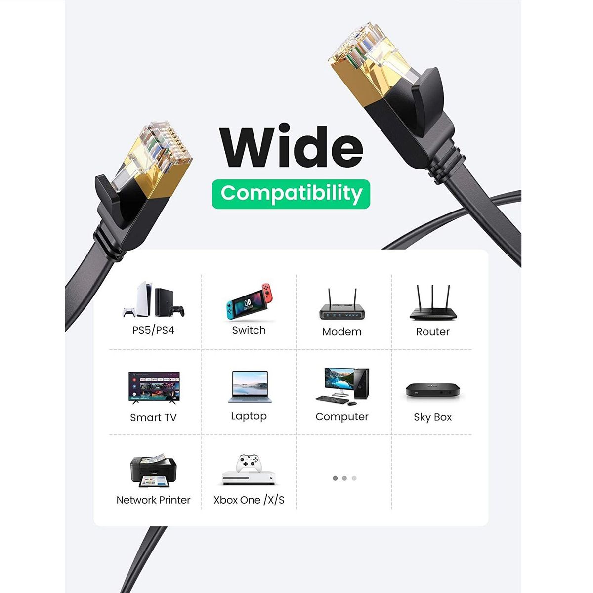 UGREEN - Cable de Red Ethernet RJ45 Cat7 Flat Ugreen 5 metros