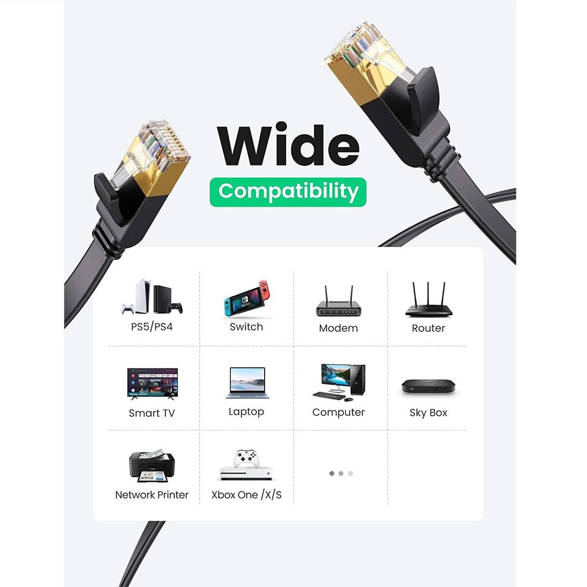 UGREEN - Cable de Red Ethernet RJ45 Cat7 Flat Ugreen 20 metros