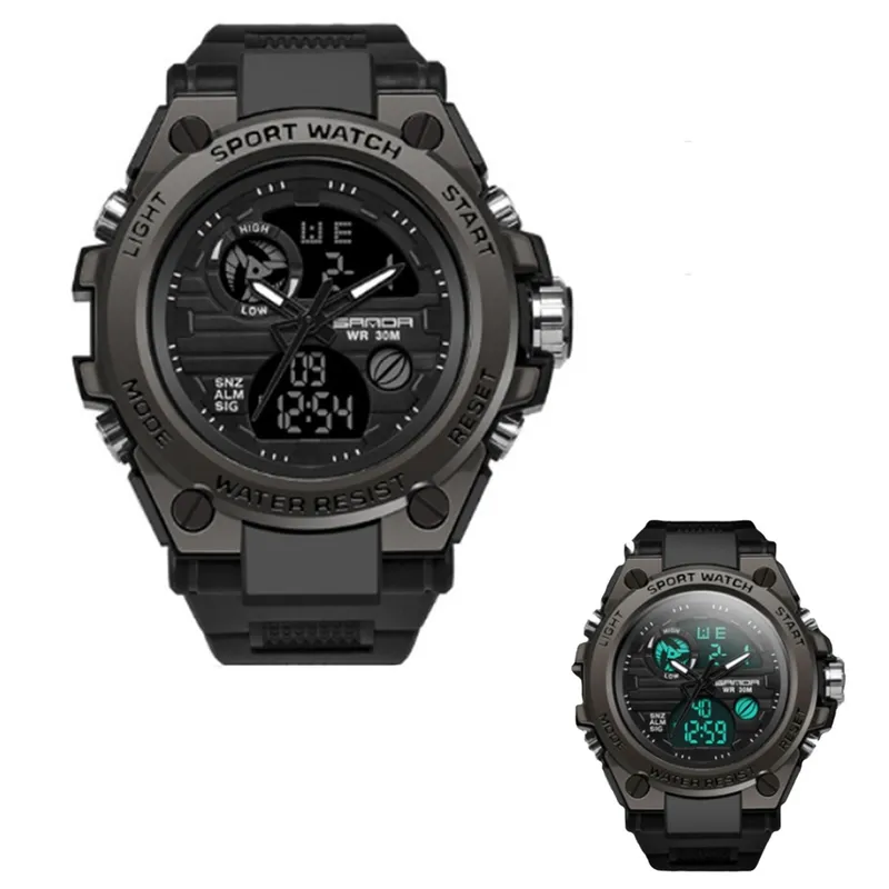 SANDA - RELOJ HOMBRE DEPORTIVO ANALÓGICO DIGITAL NEGRO N39