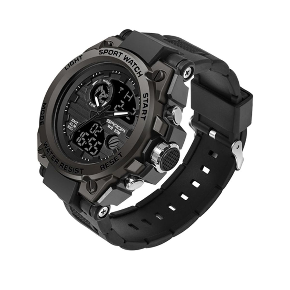 SANDA - RELOJ HOMBRE DEPORTIVO ANALÓGICO DIGITAL NEGRO N39