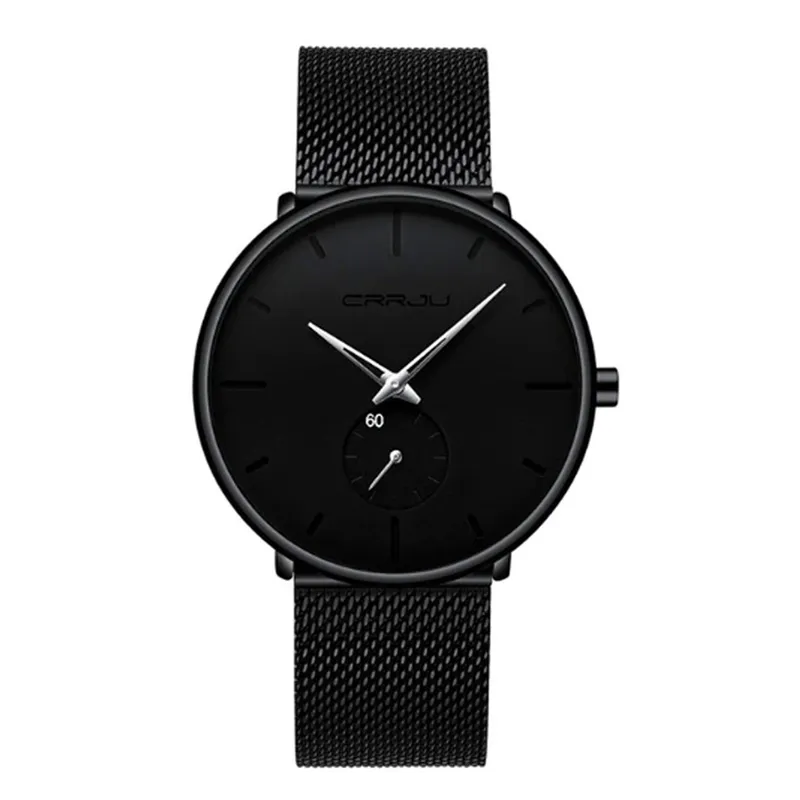 CRRJU - RELOJ NEGRO CASUAL ELEGANTE HOMBRE CRRJU PLT122