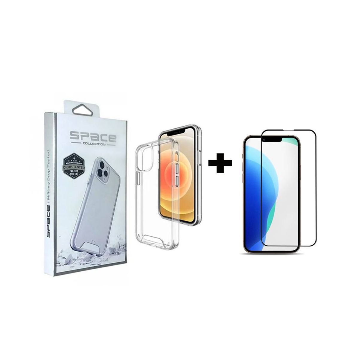 SPACE - Case Space Anticaida + Vidrio Templado iPhone 12 Transparente