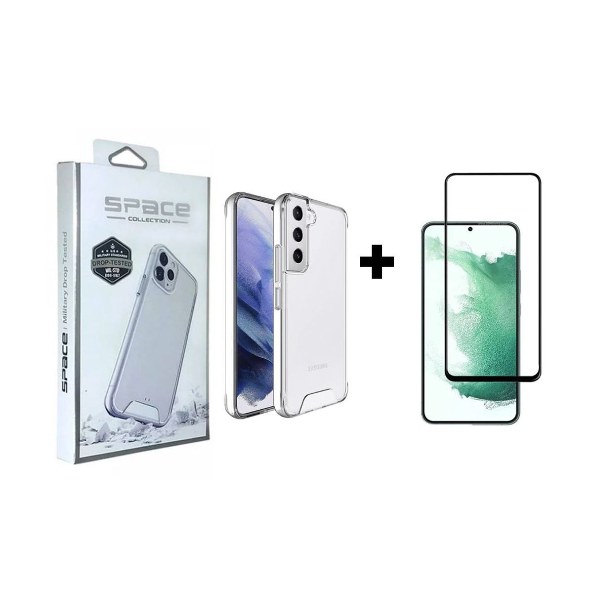 SPACE - Case Space Anticaida + Mica Full Glue Samsung S22 Plus Transparente