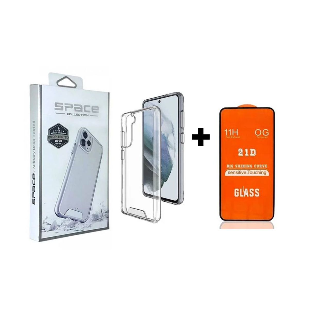 SPACE - Case Space Anticaida + Vidrio Templado Samsung S21 Fe Transparente
