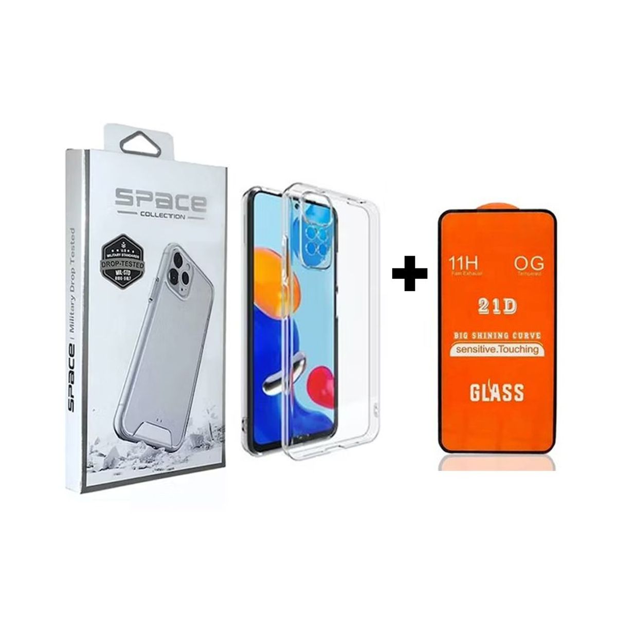 SPACE - Case Space Anticaida + Vidrio Templado Xiaomi Note 11 pro 4G Transparente