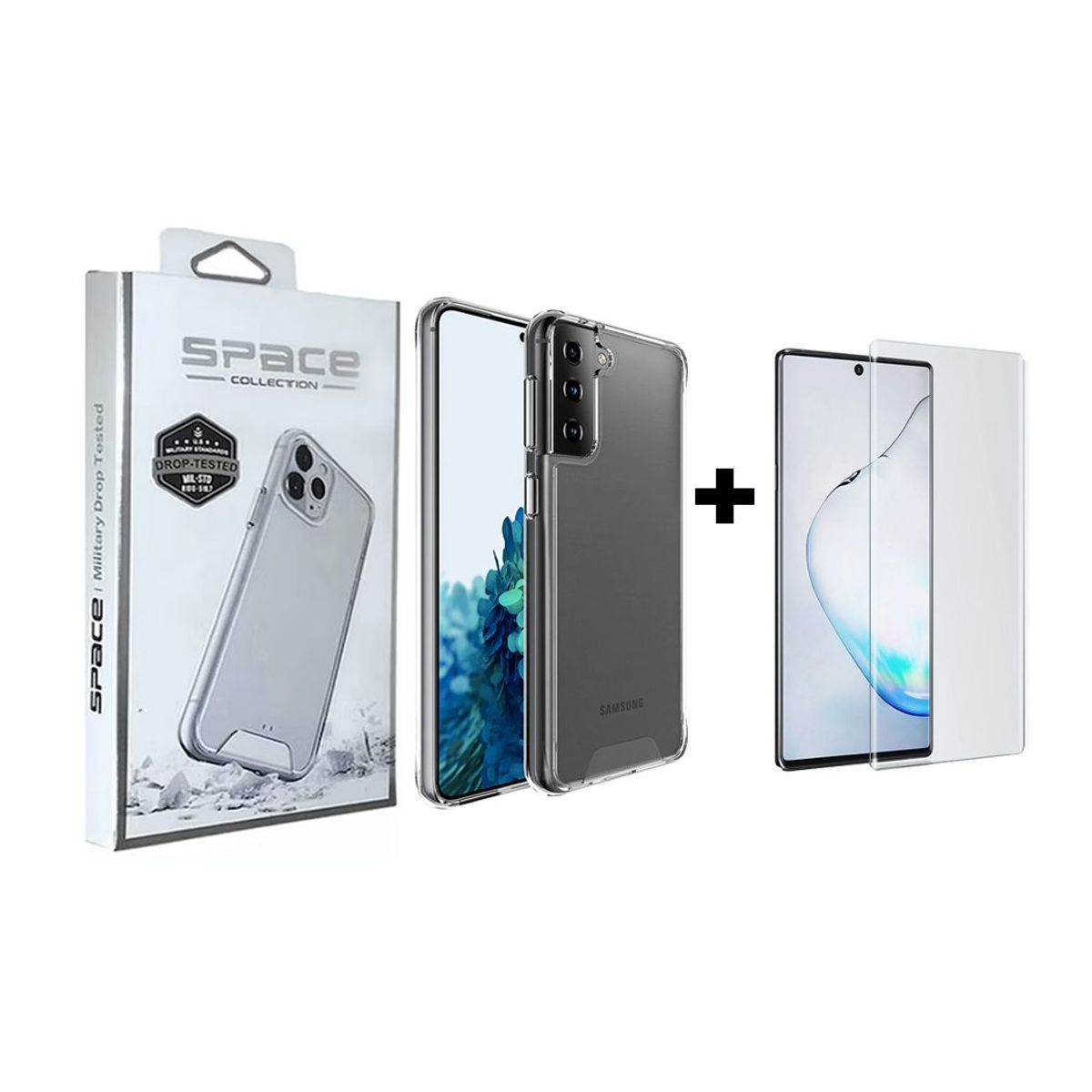 SPACE - Case Space Anticaida + Mica UV Samsung S21 Plus Transparente