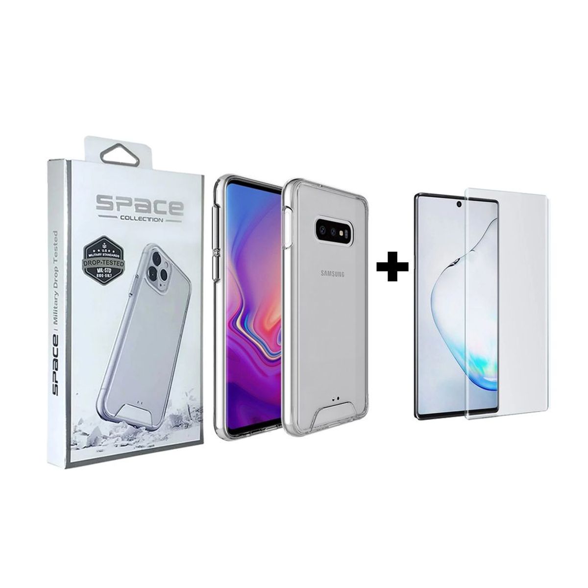 SPACE - Case Space Anticaida + Mica UV Samsung S10 Plus Transparente