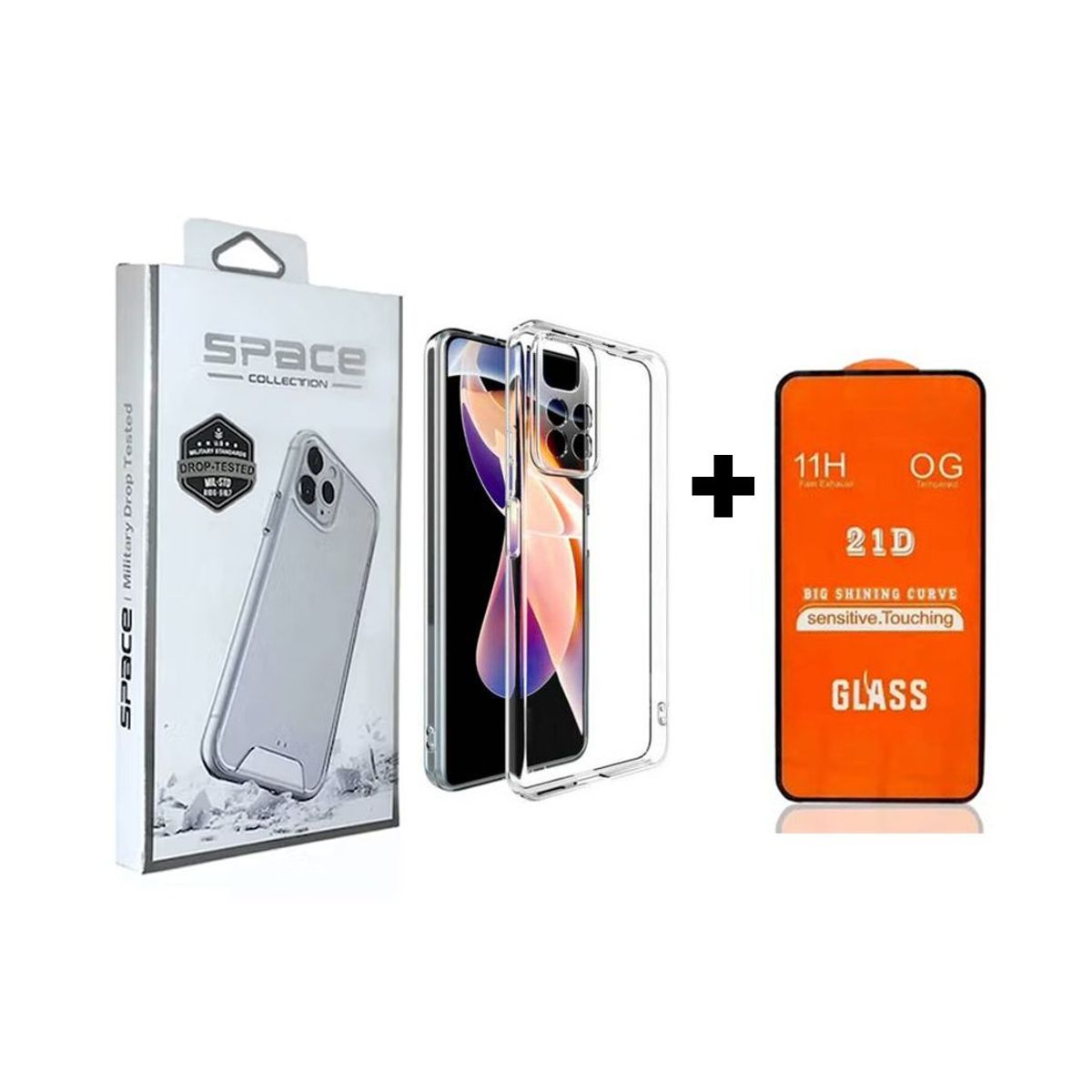 SPACE - Case Space Anticaida + Vidrio Templado Xiaomi Poco X4 Transparente