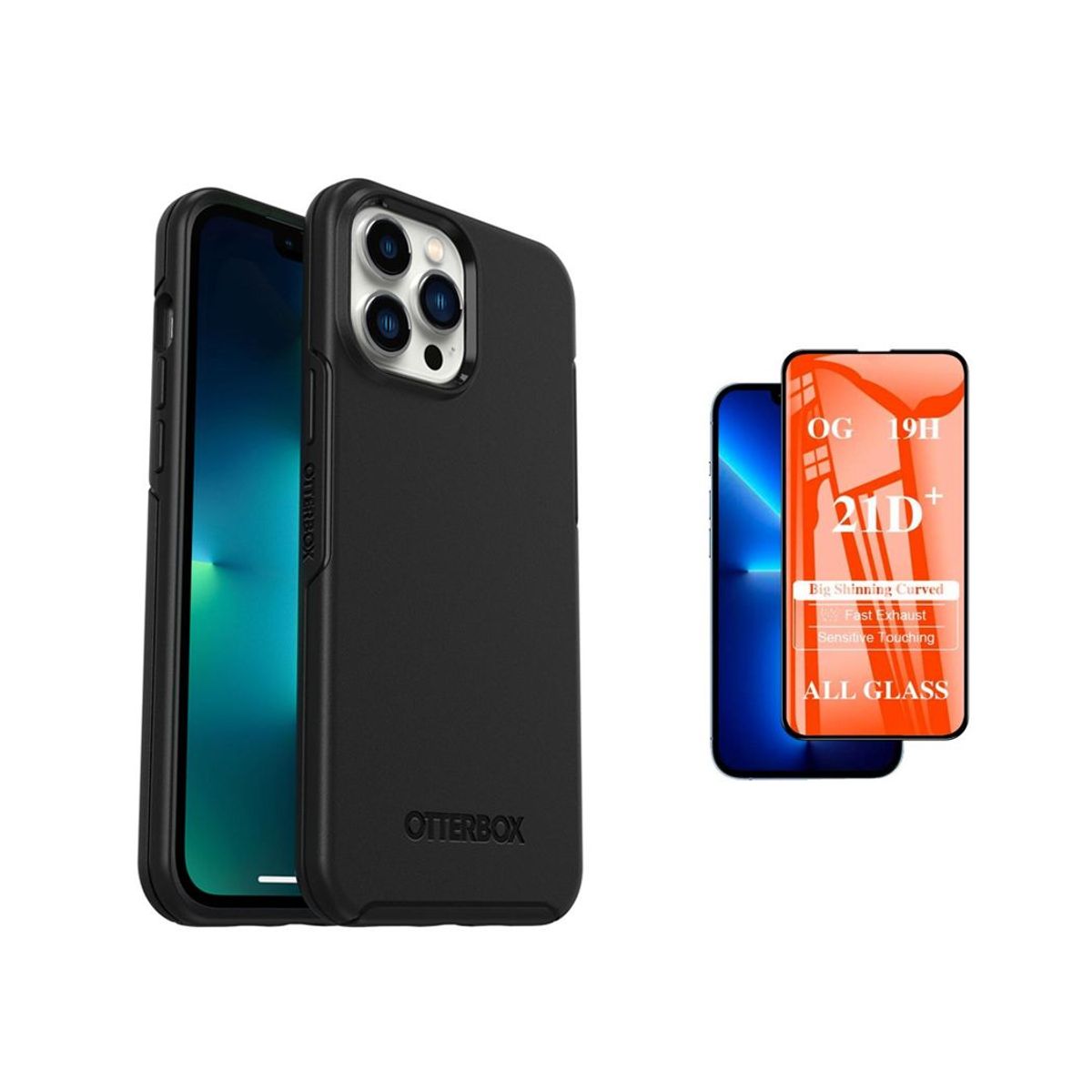 OTTERBOX - Case Otterbox Symmetry iPhone 14 Pro Max Y Vidrio Templado Negro