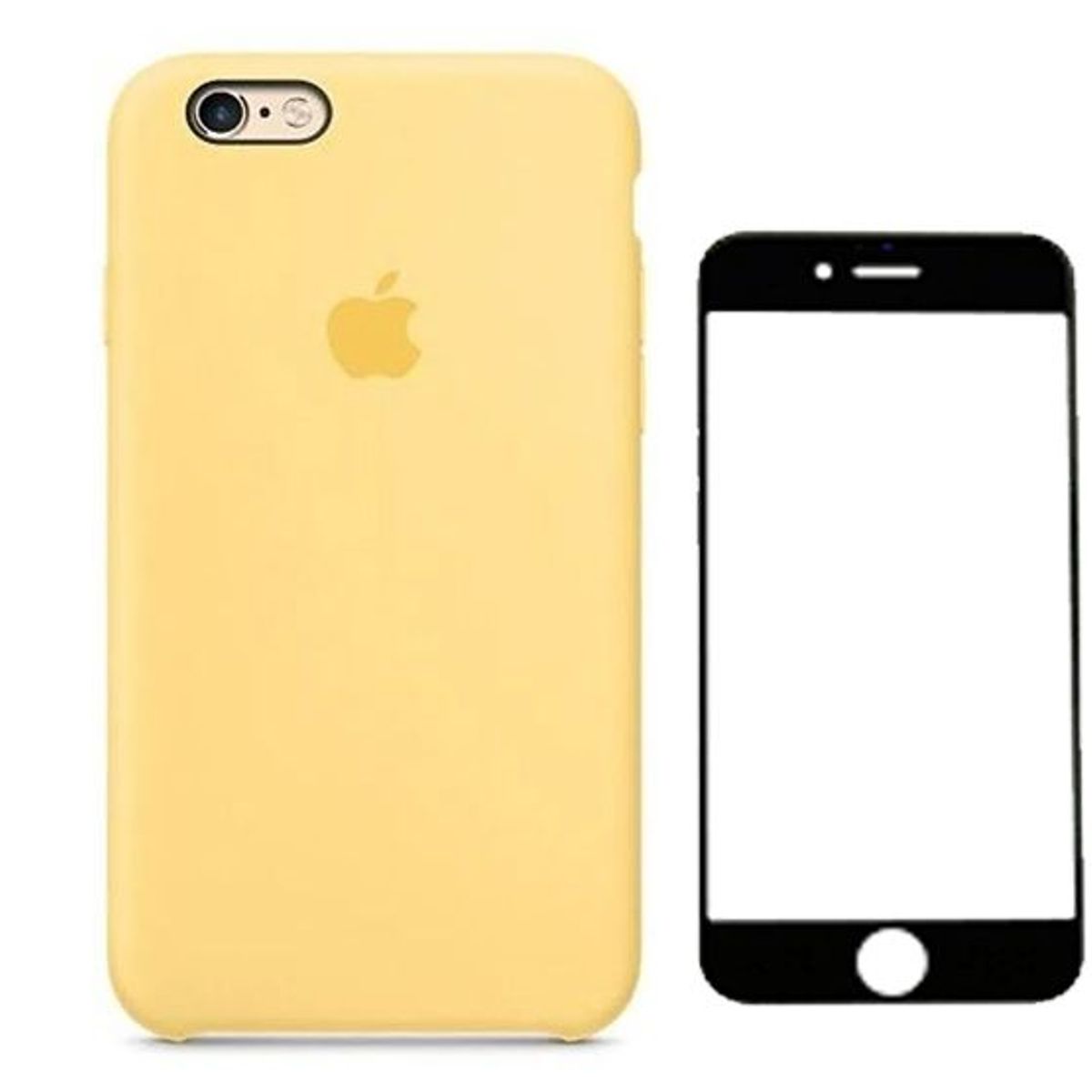 GENERICO - Case Silicona Iphone 7/8/Se  Amarillo + Mica De Vidrio Completo