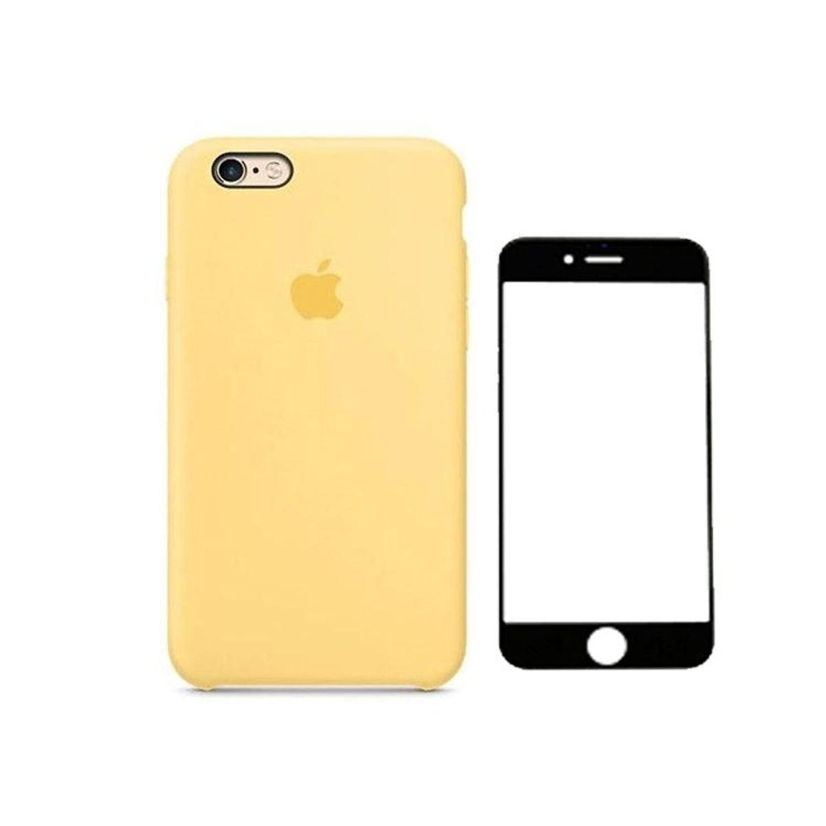 GENERICO - Case Silicona Iphone 7/8/Se  Amarillo + Mica De Vidrio Completo