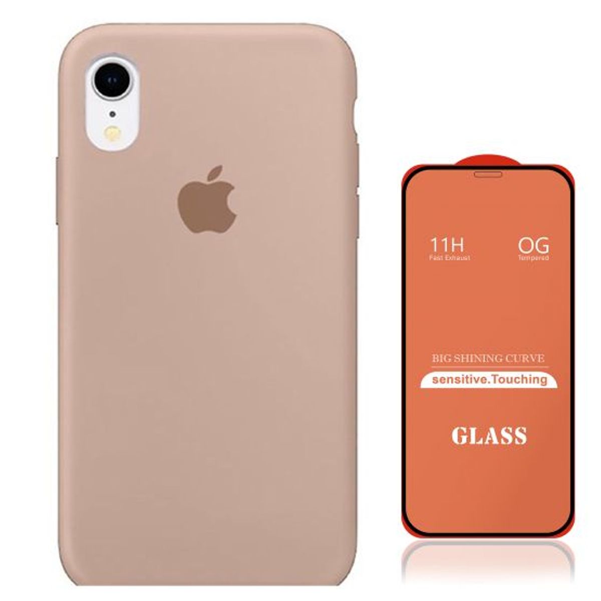 GENERICO - Case Silicona Iphone Xs Max  Nude + Mica De Vidrio Completo