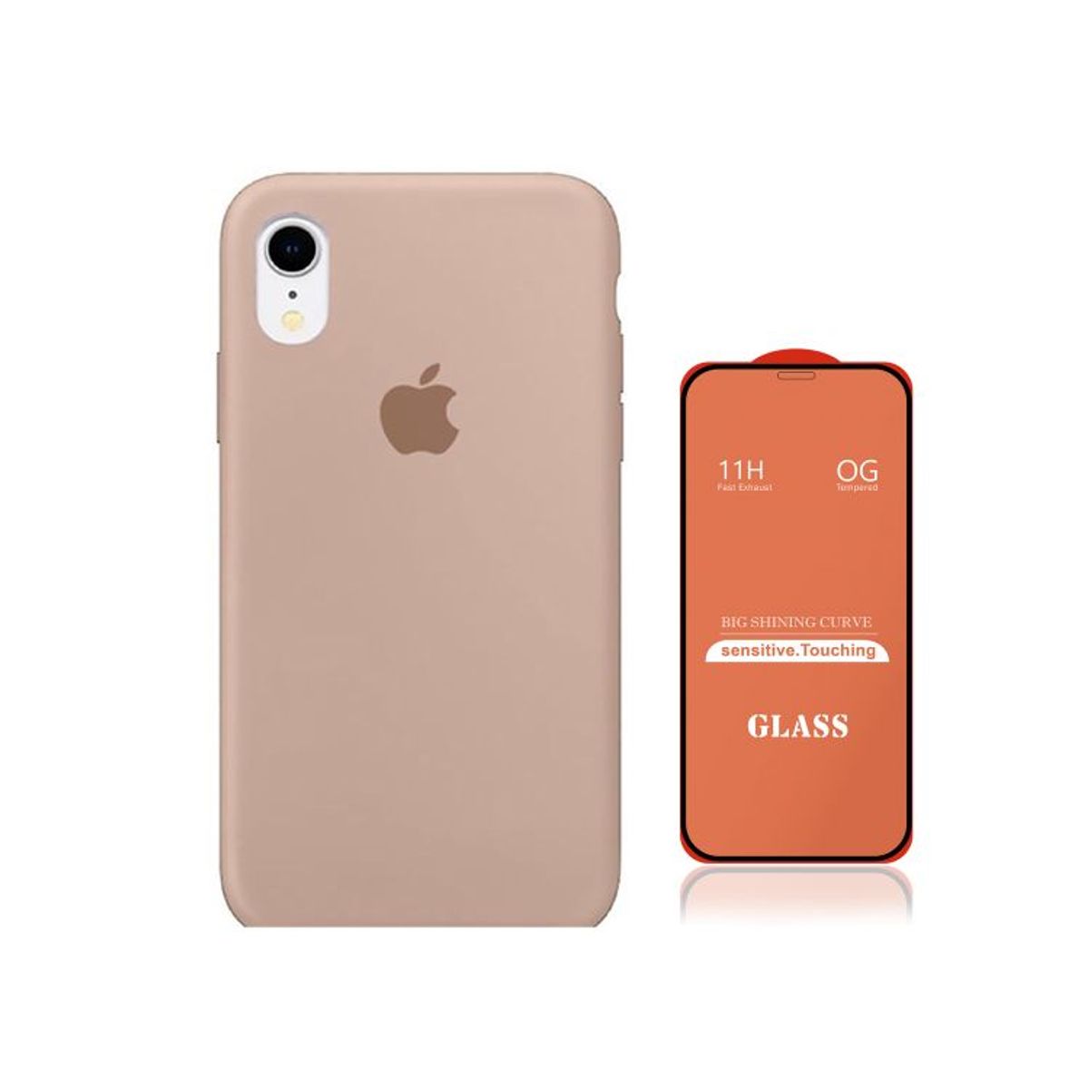 GENERICO - Case Silicona Iphone Xs Max  Nude + Mica De Vidrio Completo