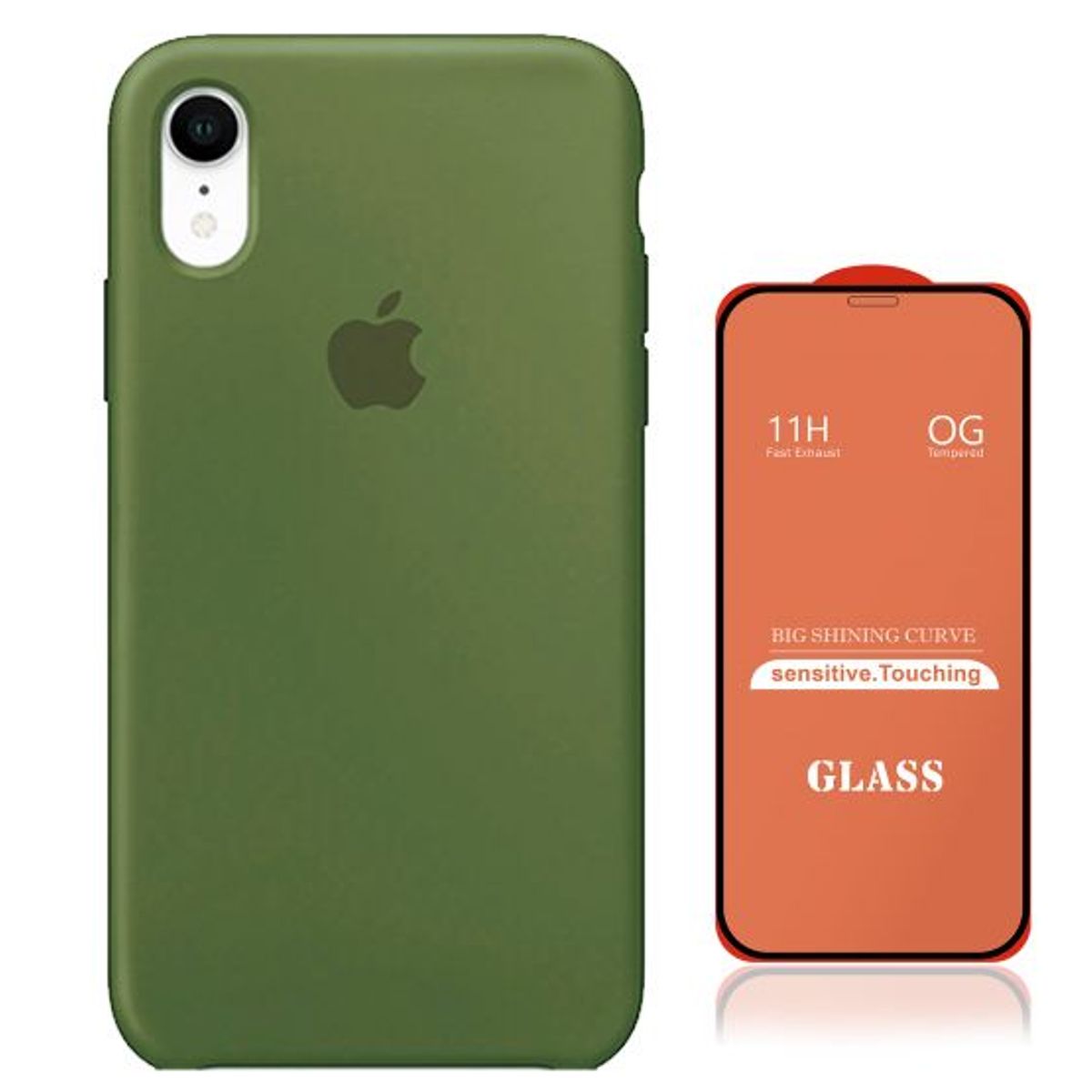 GENERICO - Case Silicona Iphone Xr V.Militar +  Mica De Vidrio Completo