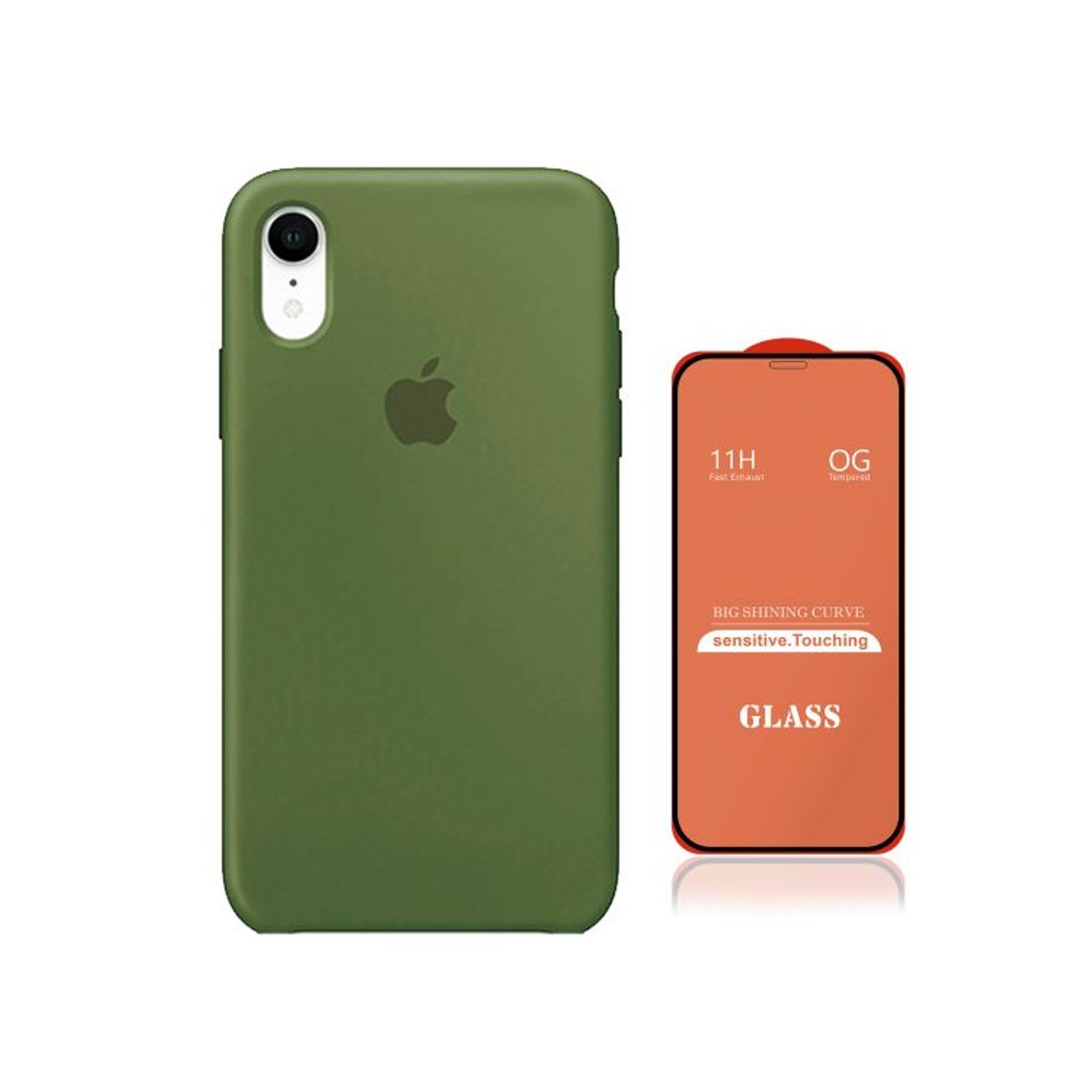 GENERICO - Case Silicona Iphone Xr V.Militar +  Mica De Vidrio Completo