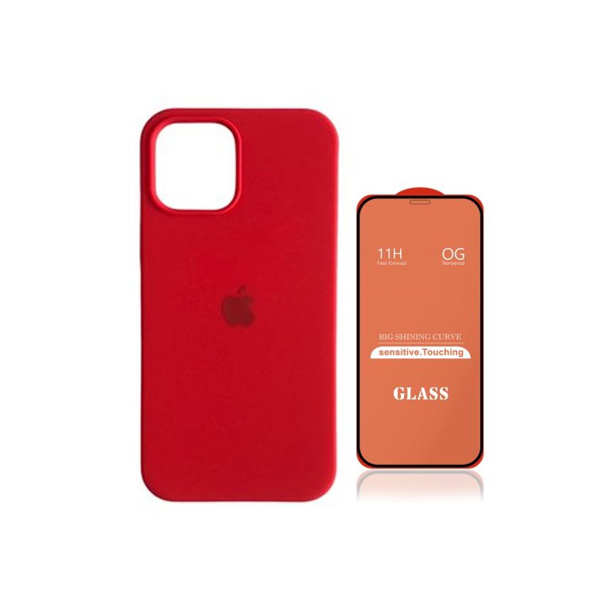 GENERICO - Case Silicona Iphone 11  Rojo + Mica De Vidrio Completo