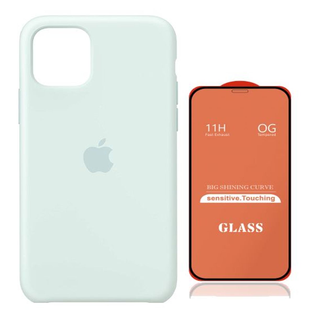 GENERICO - Case Silicona Iphone 11  Turquesa + Mica De Vidrio Completo