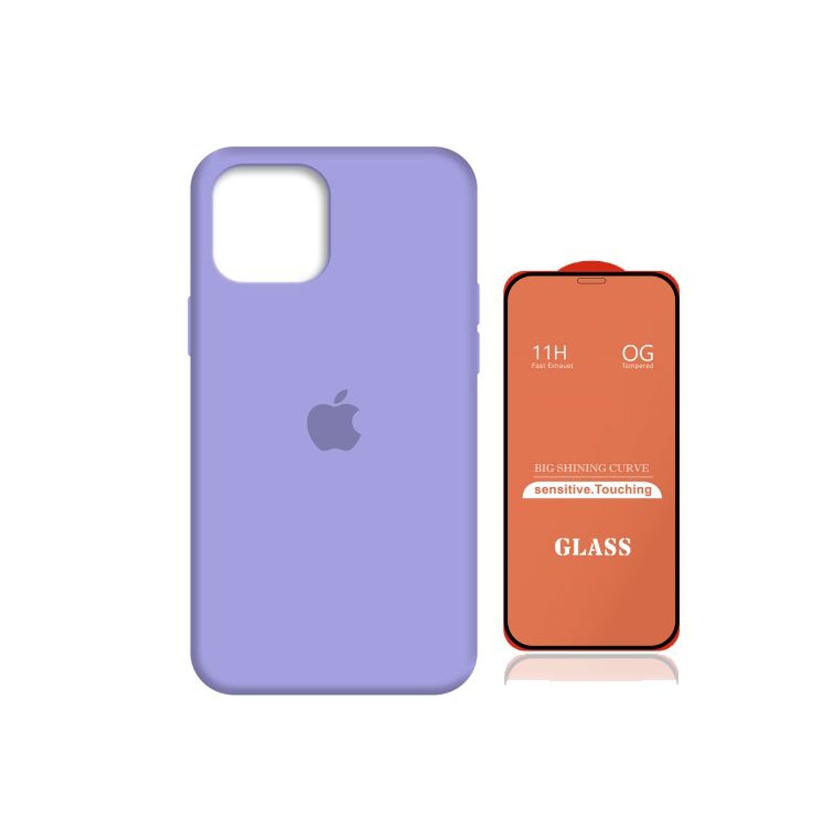 GENERICO - Case Silicona Iphone 12/12 Pro  Lila + Mica De Vidrio Completo