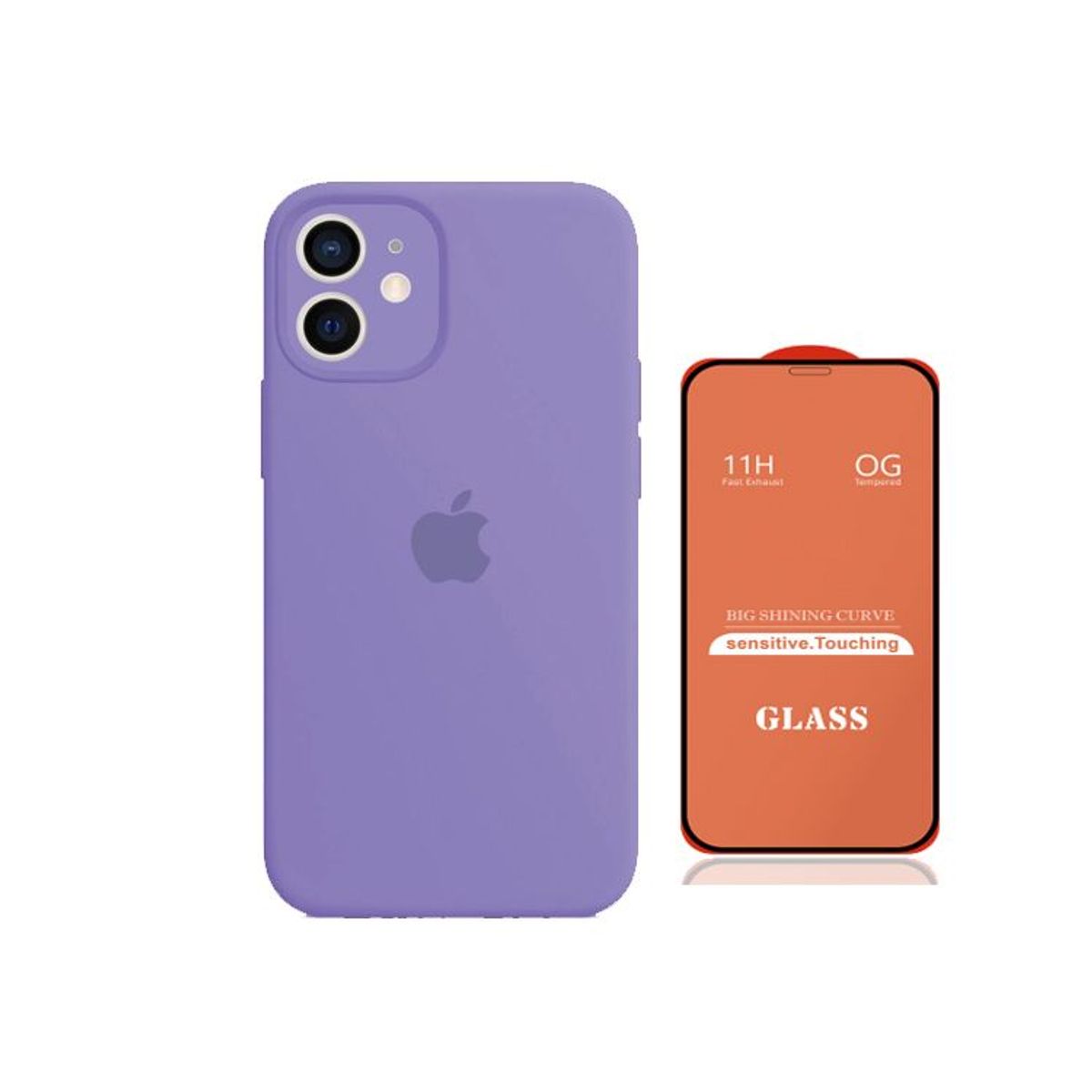 GENERICO - Case Silicona Con P/Cámara Iphone 11 Lila + Mica De Vidrio Completo