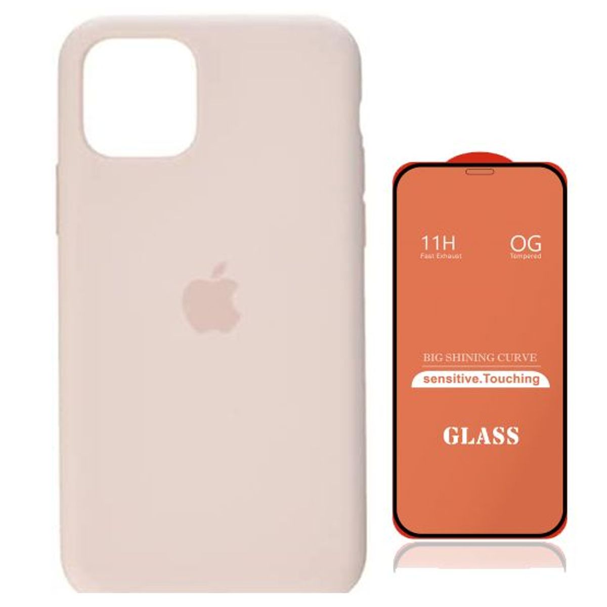GENERICO - Case Silicona Iphone 14 Nude + Mica De Vidrio Completo