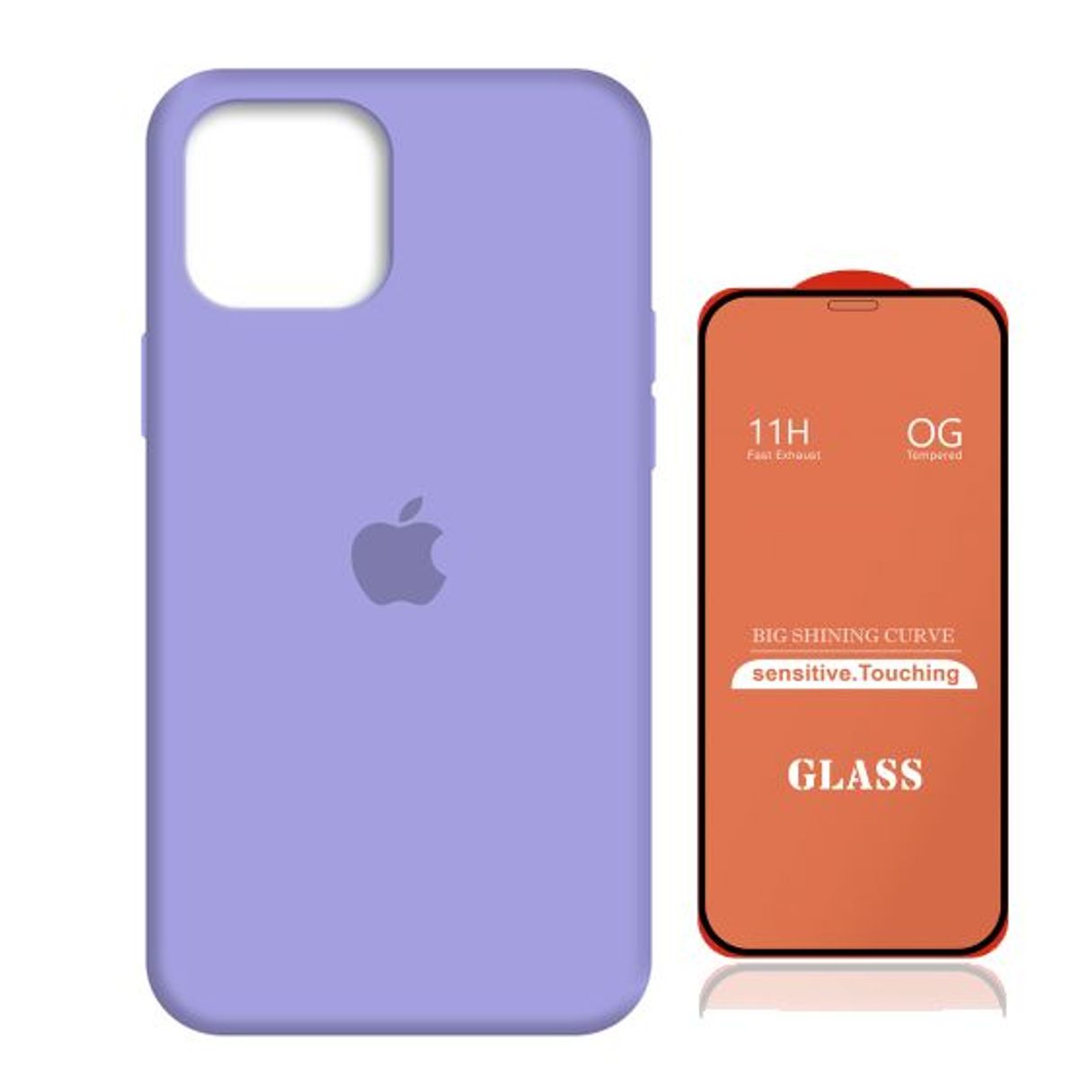 GENERICO - Case Silicona Iphone 14 Lila + Mica De Vidrio Completo