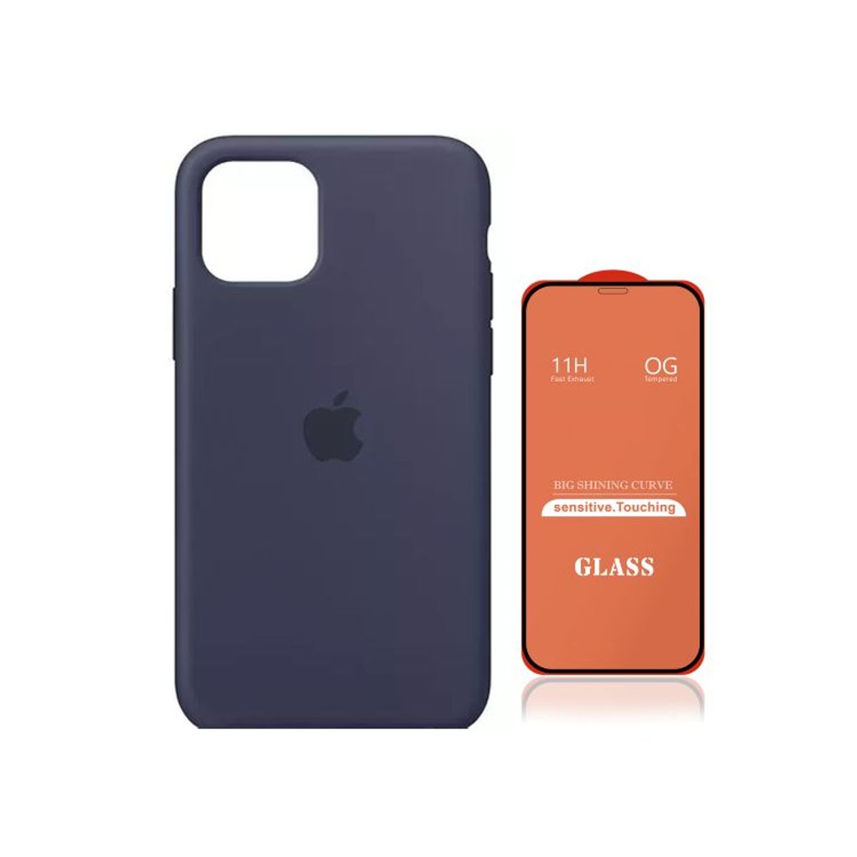 GENERICO - Case Silicona Iphone 14 Pro Max  Azul + Mica De Vidrio Completo