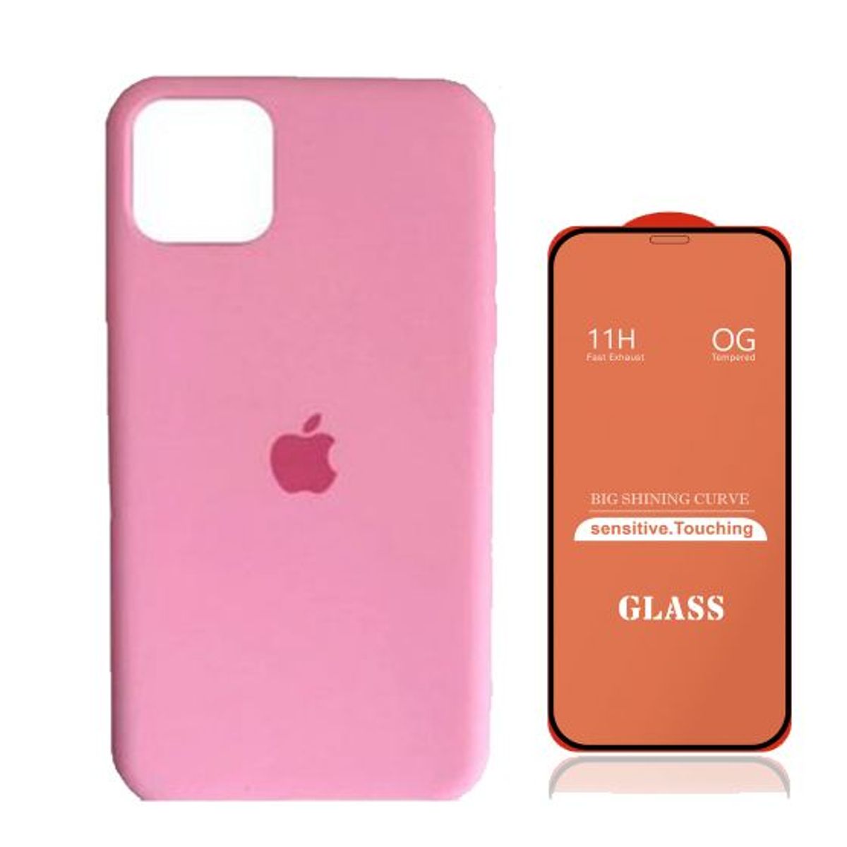 GENERICO - Case Silicona Iphone 14 Pro Max  Rosa + Mica De Vidrio Completo