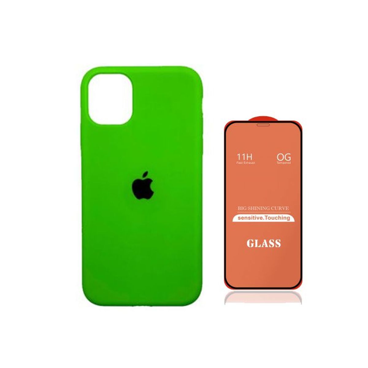 GENERICO - Case Silicona Iphone 14 Pro Max  Neón + Mica De Vidrio Completo
