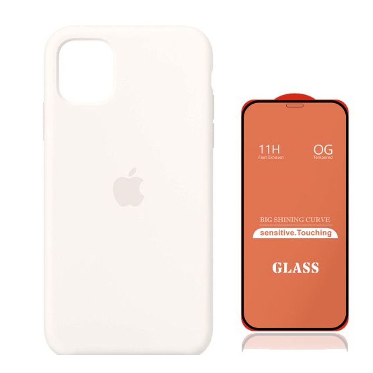 GENERICO - Case Silicona Iphone 14 Pro Max  Blanco + Mica De Vidrio Completo