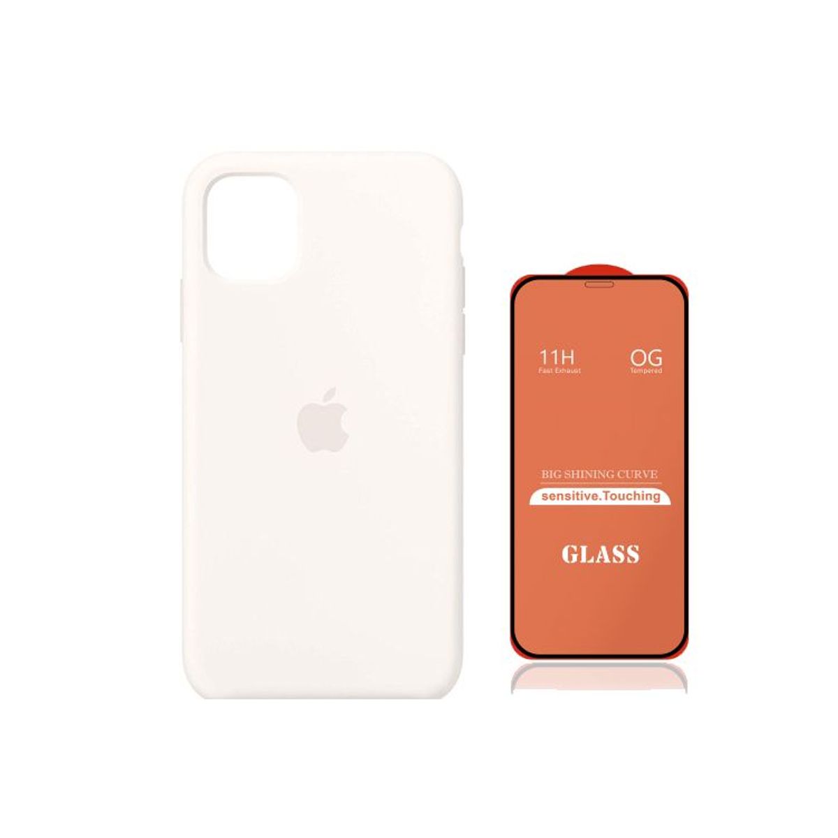 GENERICO - Case Silicona Iphone 14 Pro Max  Blanco + Mica De Vidrio Completo