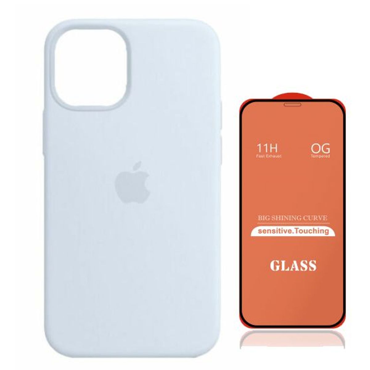 GENERICO - Case Silicona Iphone 14 Plus  Celeste Bebe + Mica De Vidrio Completo