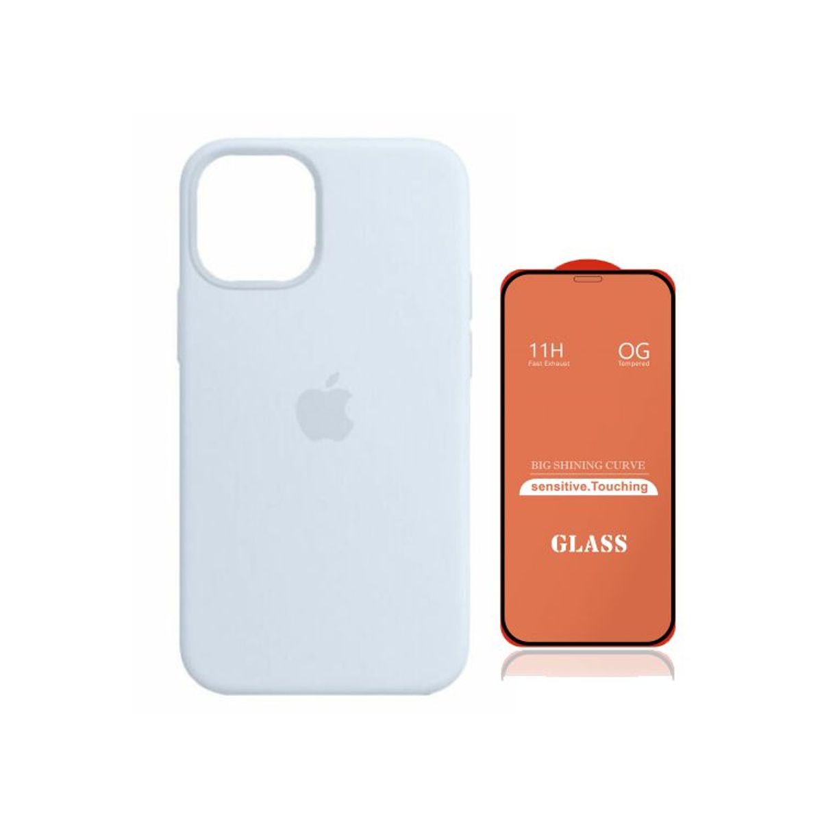 GENERICO - Case Silicona Iphone 14 Plus  Celeste Bebe + Mica De Vidrio Completo