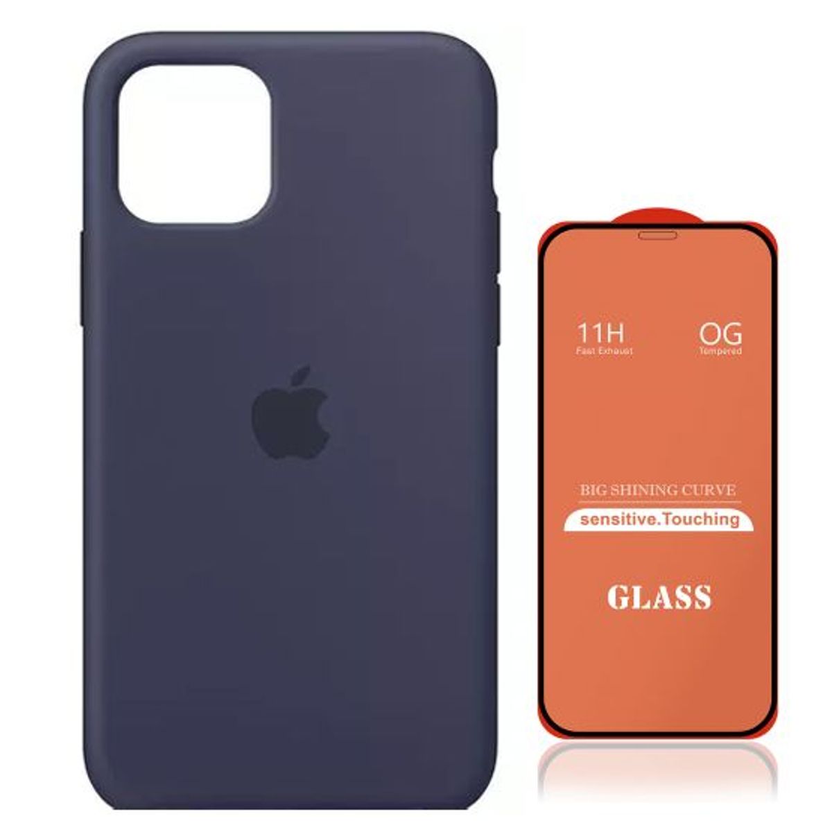 GENERICO - Case Silicona Iphone 14 Pro  Azul + Mica De Vidrio Completo