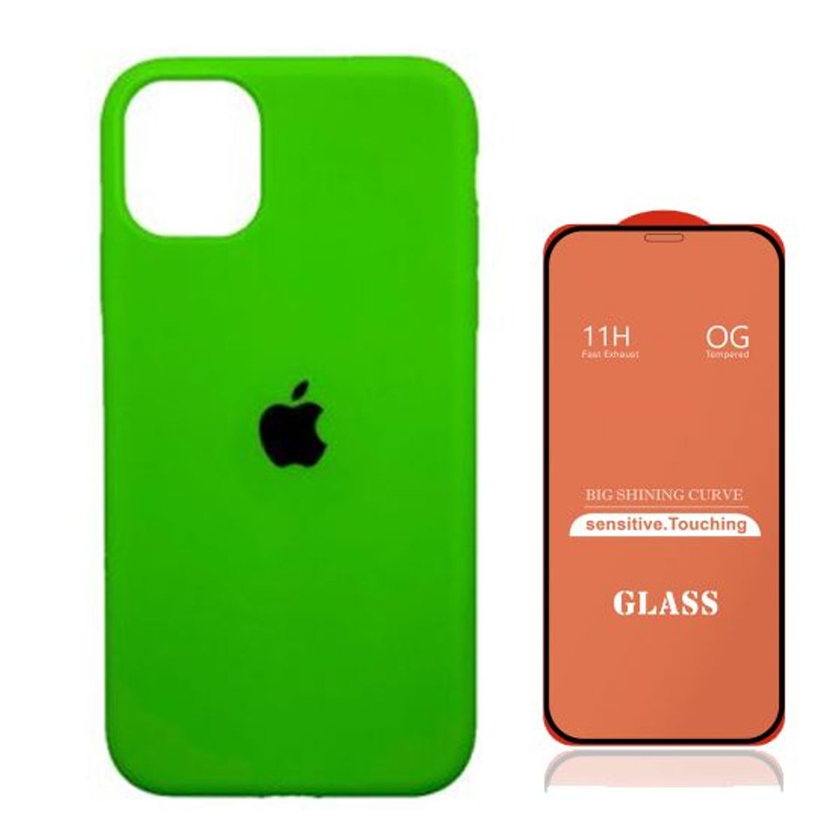 GENERICO - Case Silicona Iphone 14 Pro  Neón + Mica De Vidrio Completo