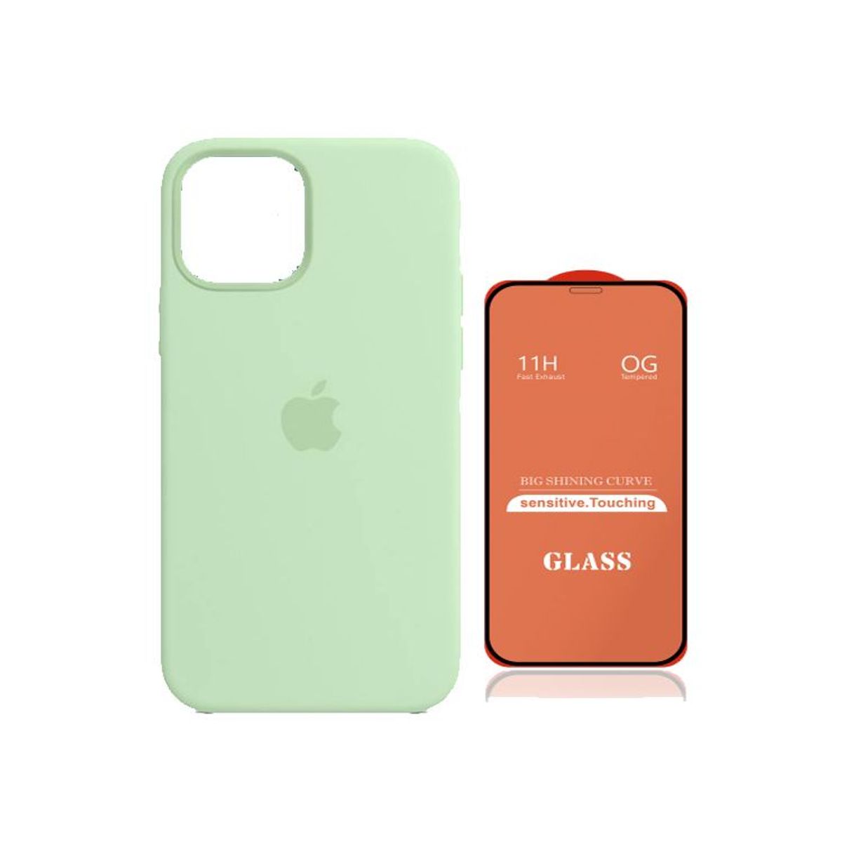 GENERICO - Case Silicona Iphone 12/12 Pro Menta  + Mica De Vidrio Completo