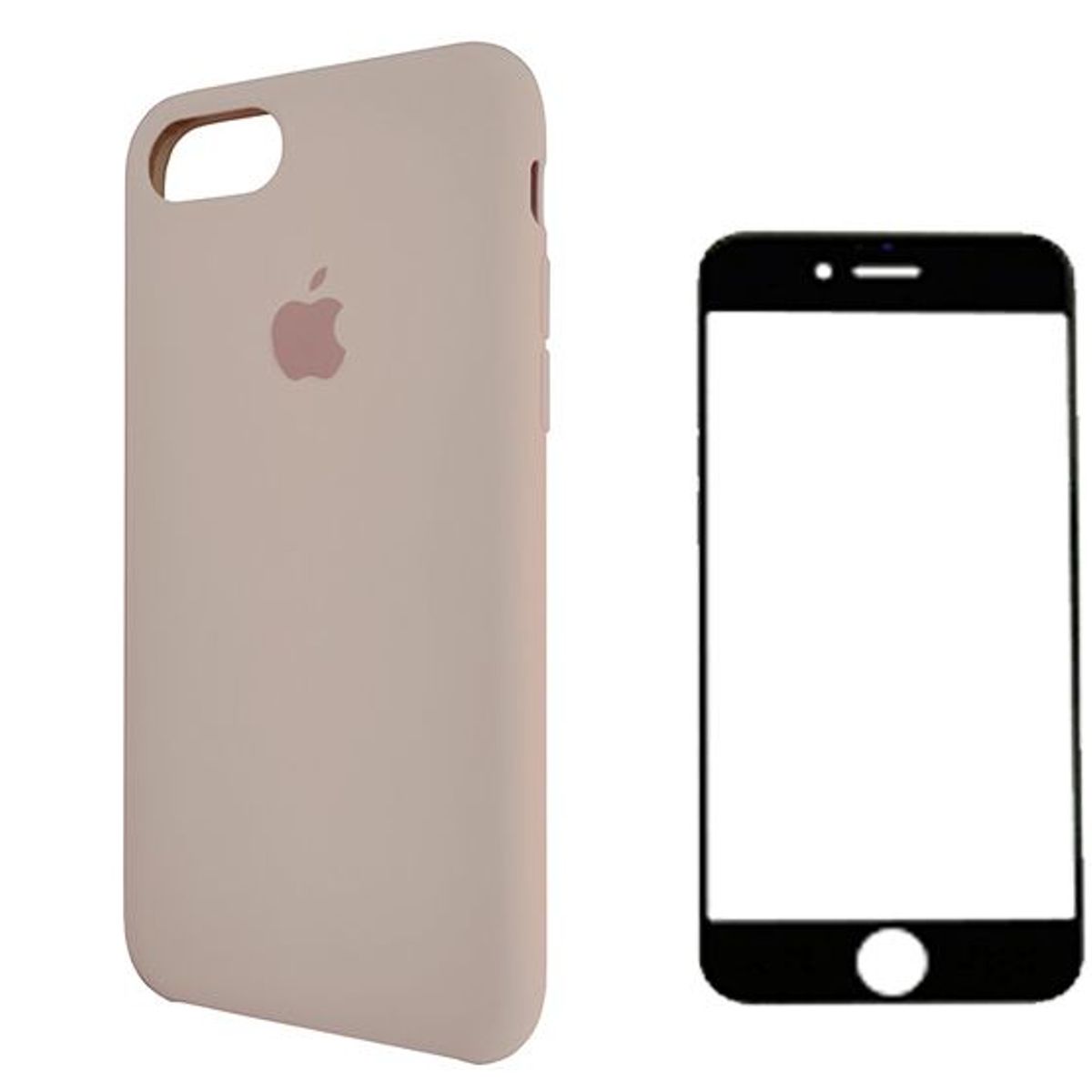GENERICO - Case Silicona Iphone 7/8/Se  Nude + Mica De Vidrio Completo