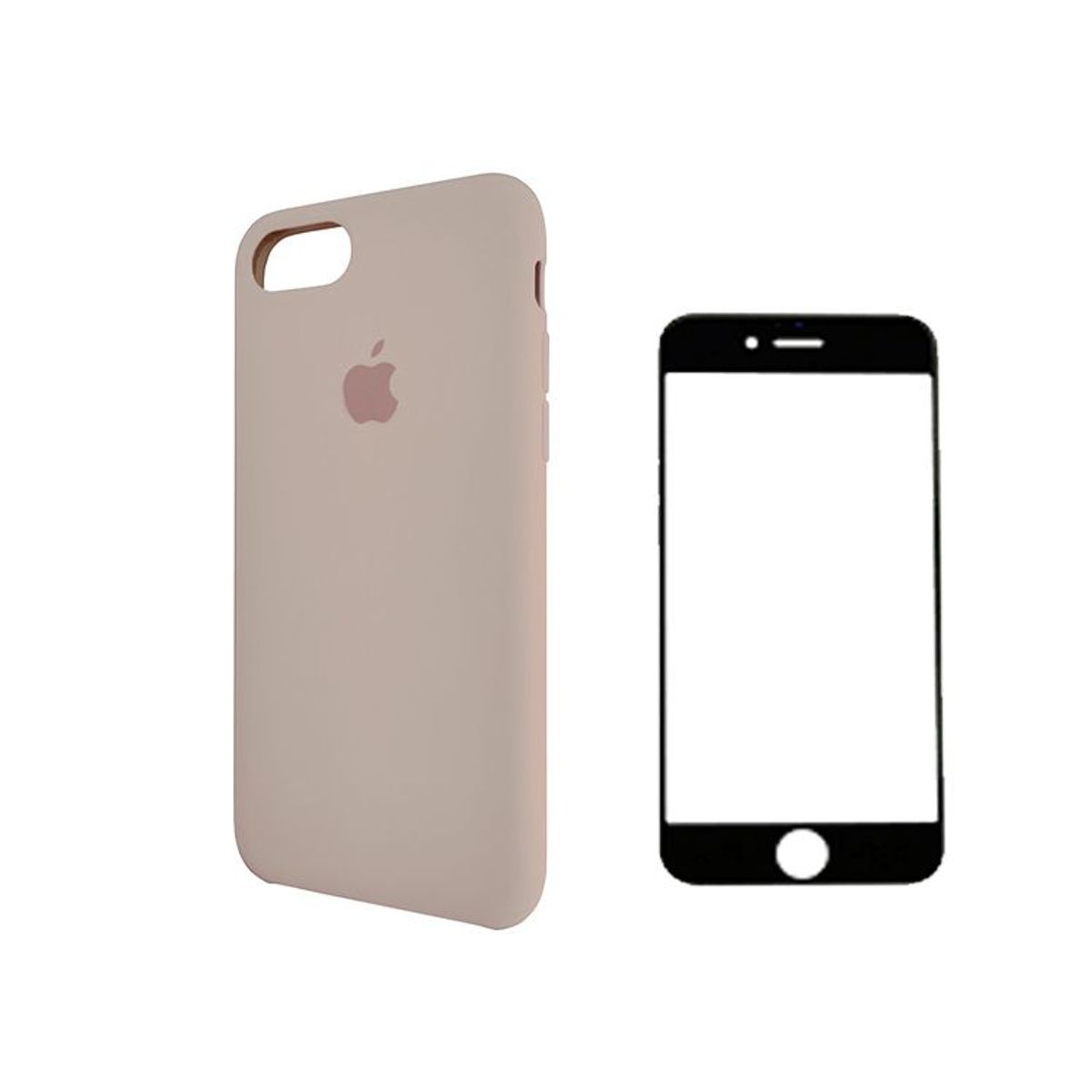 GENERICO - Case Silicona Iphone 7/8/Se  Nude + Mica De Vidrio Completo