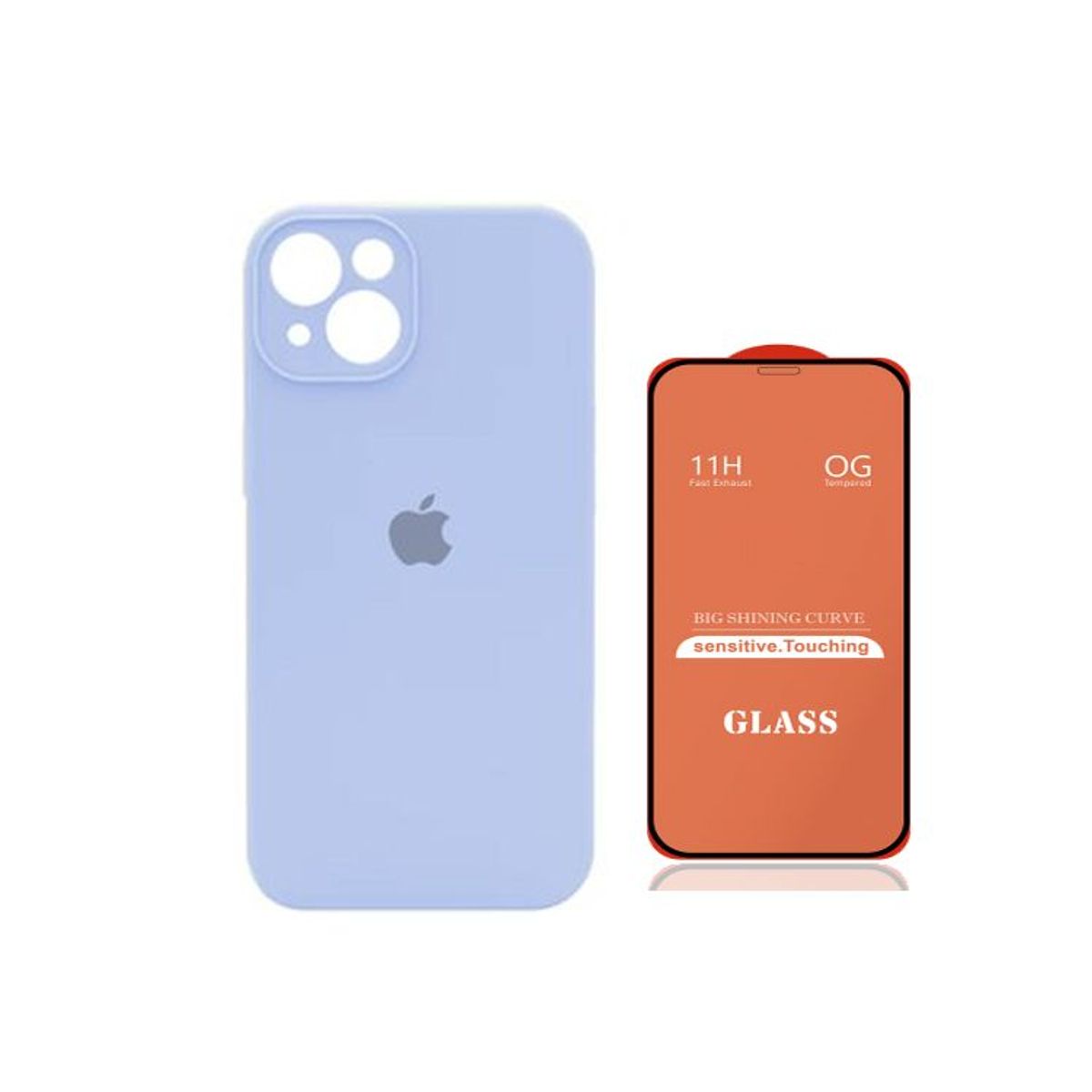 GENERICO - Case Silicona Con P/Cámara Iphone 13  Celeste Bebe + Mica De Vidrio Completo